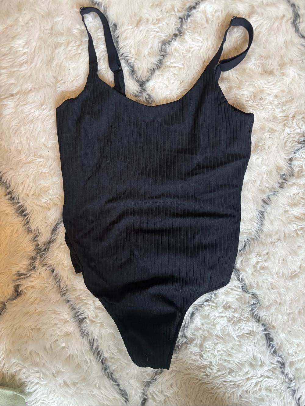 Victoria's Secret Black Ribbed Tank Bodysuit